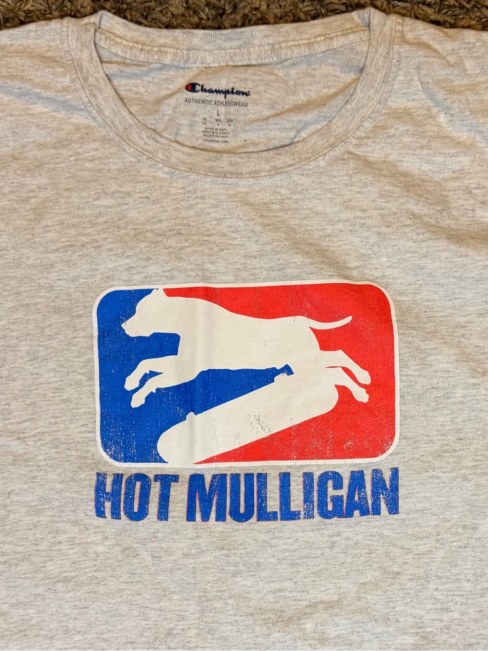 Champion Hot Mulligan Band Tee Shirt Unisex Large Gray Graphic Pop Punk Emo - Picture 3 of 8